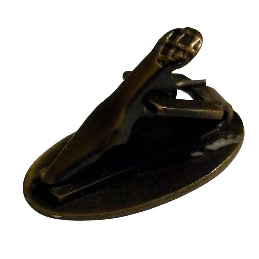 Brass‎ Etched Lingerie Clip Tie Bar Oval Mini Vintage Antique Blank Monogram